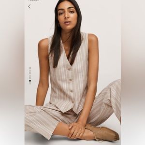 Linen striped vest-Mango